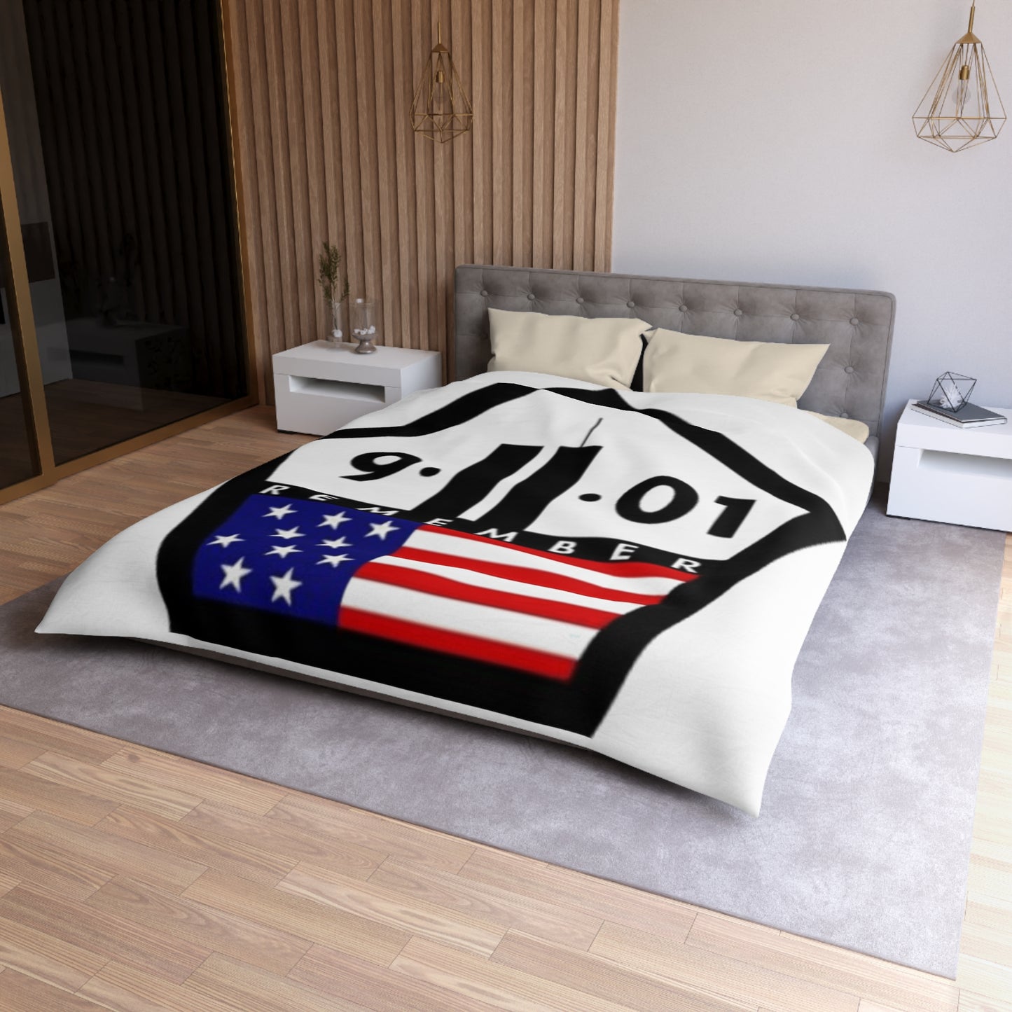 Never Forget Remember 9-11-01 Microfiber Duvet Cover