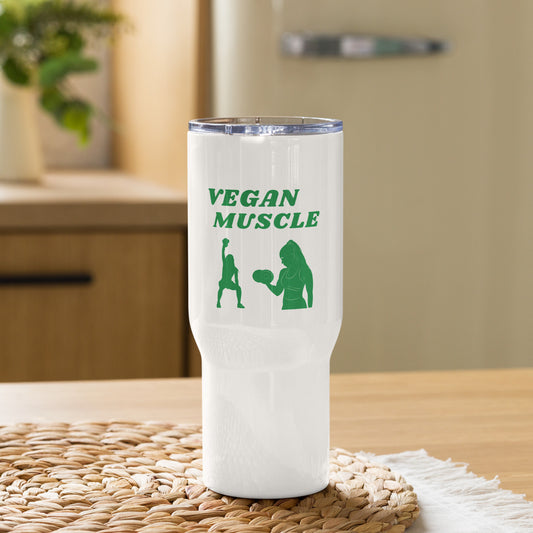 Vegan Muscle Travel mug with a handle