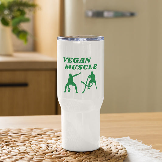 Vegan Muscle Travel mug with a handle