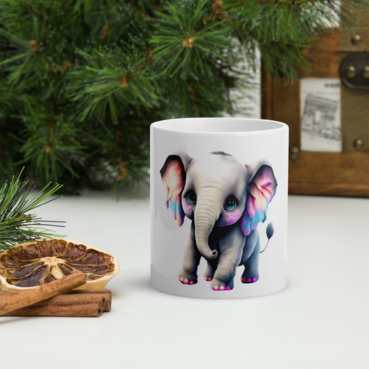 Elephant White glossy mug