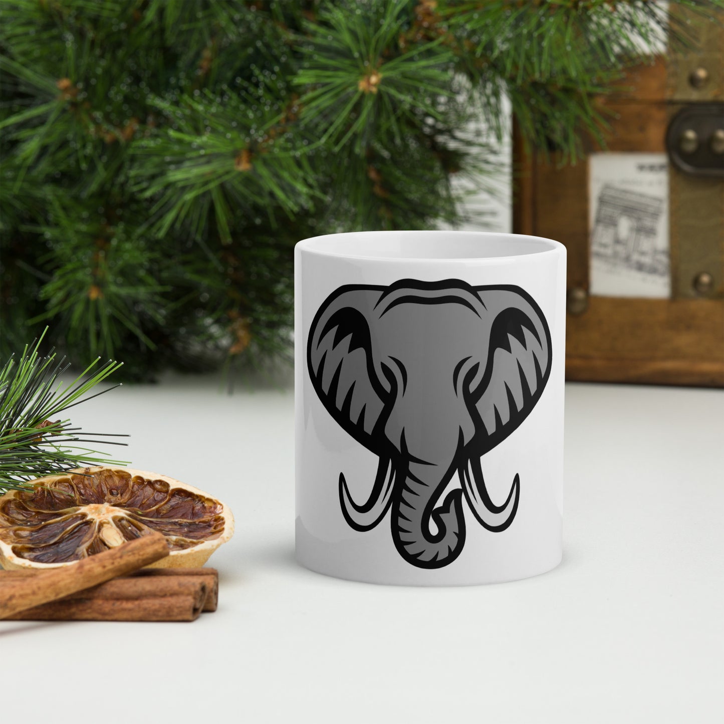 Elephant White glossy mug