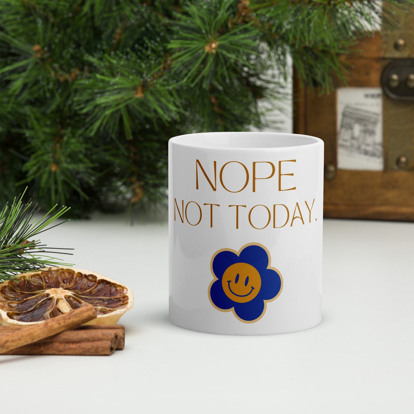 Nope not today White glossy mug