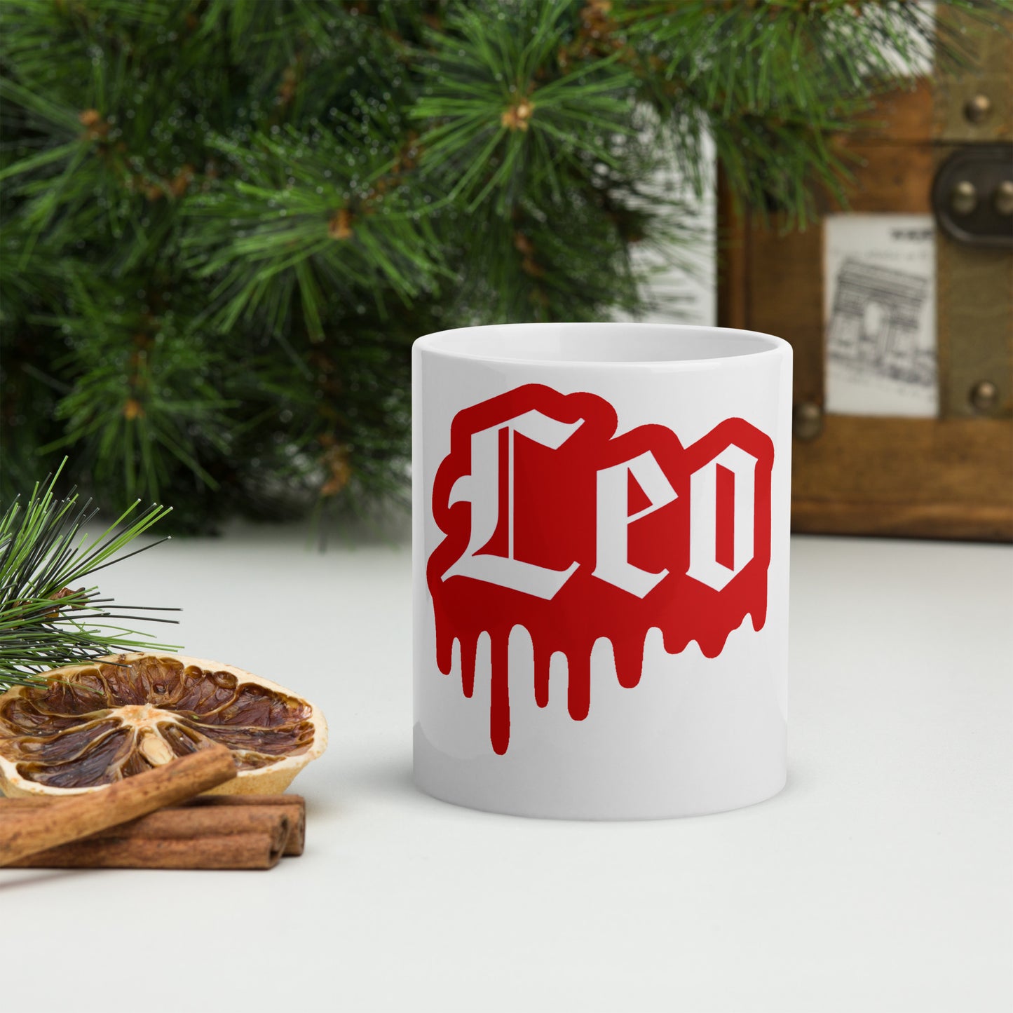 Leo White glossy mug