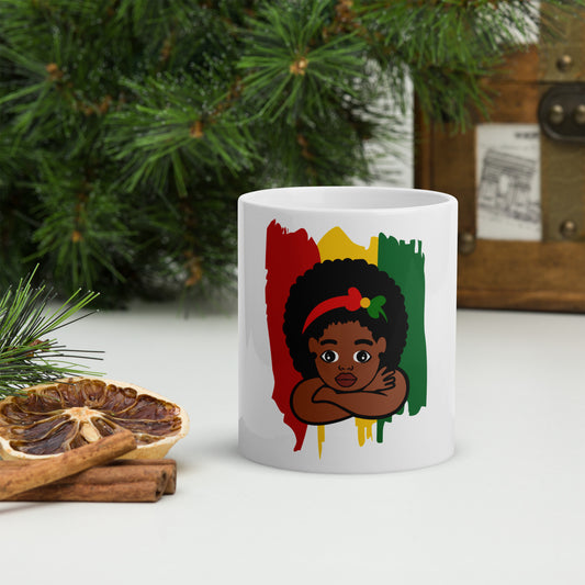 I am Black History White glossy mug