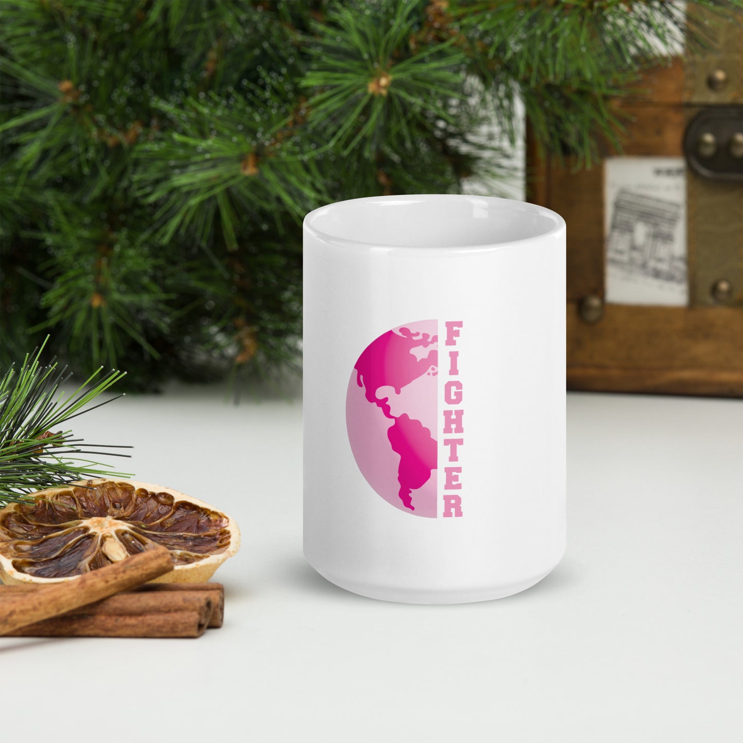 Cancer Fighter White glossy mug