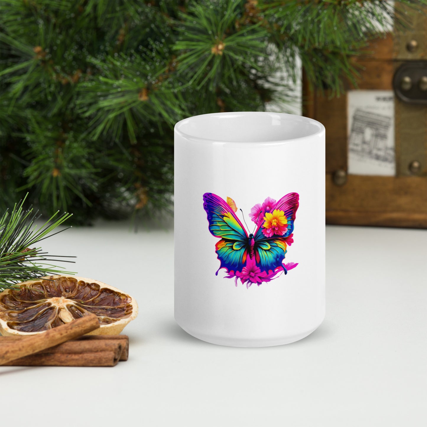 Butterfly White Glossy Mug