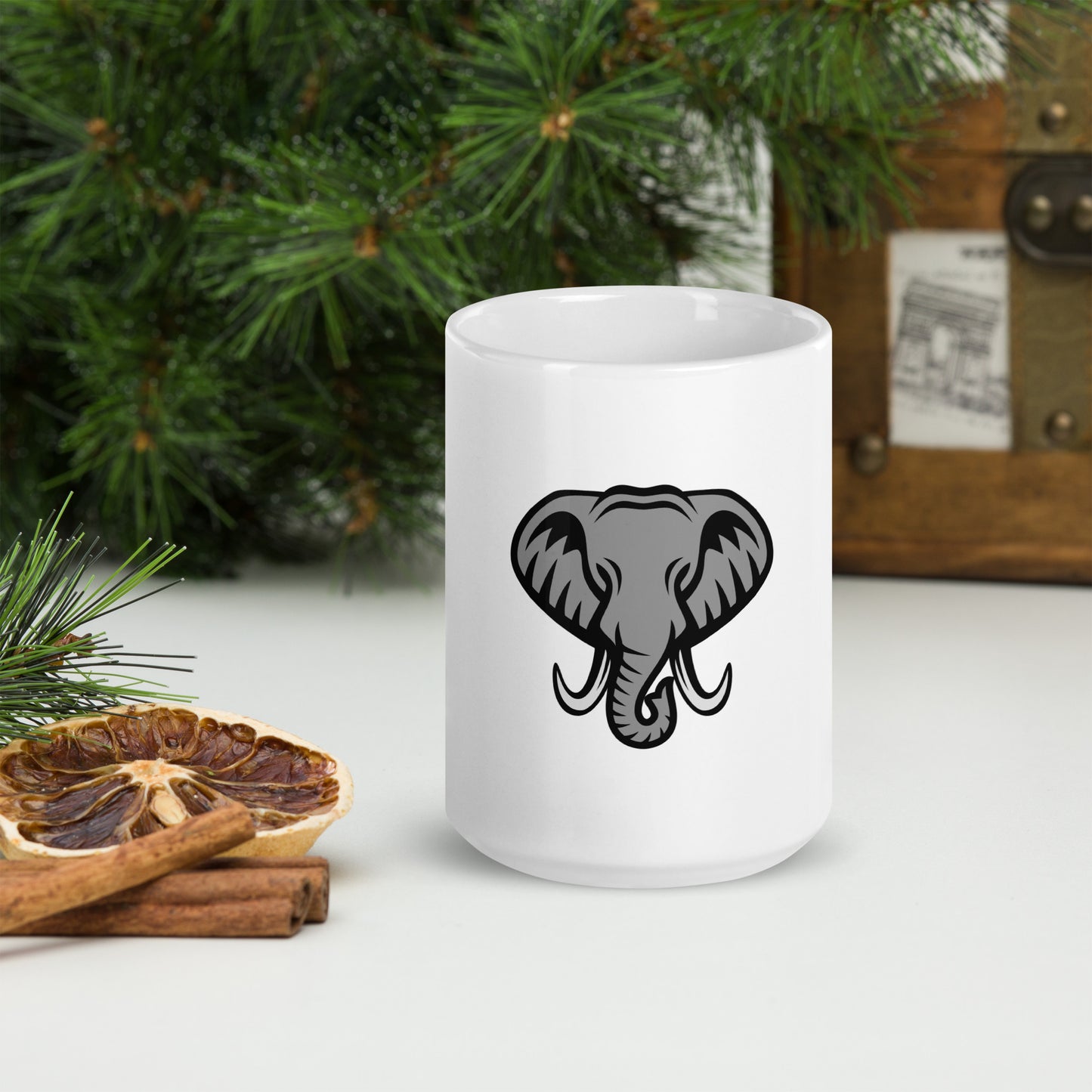 Elephant White glossy mug