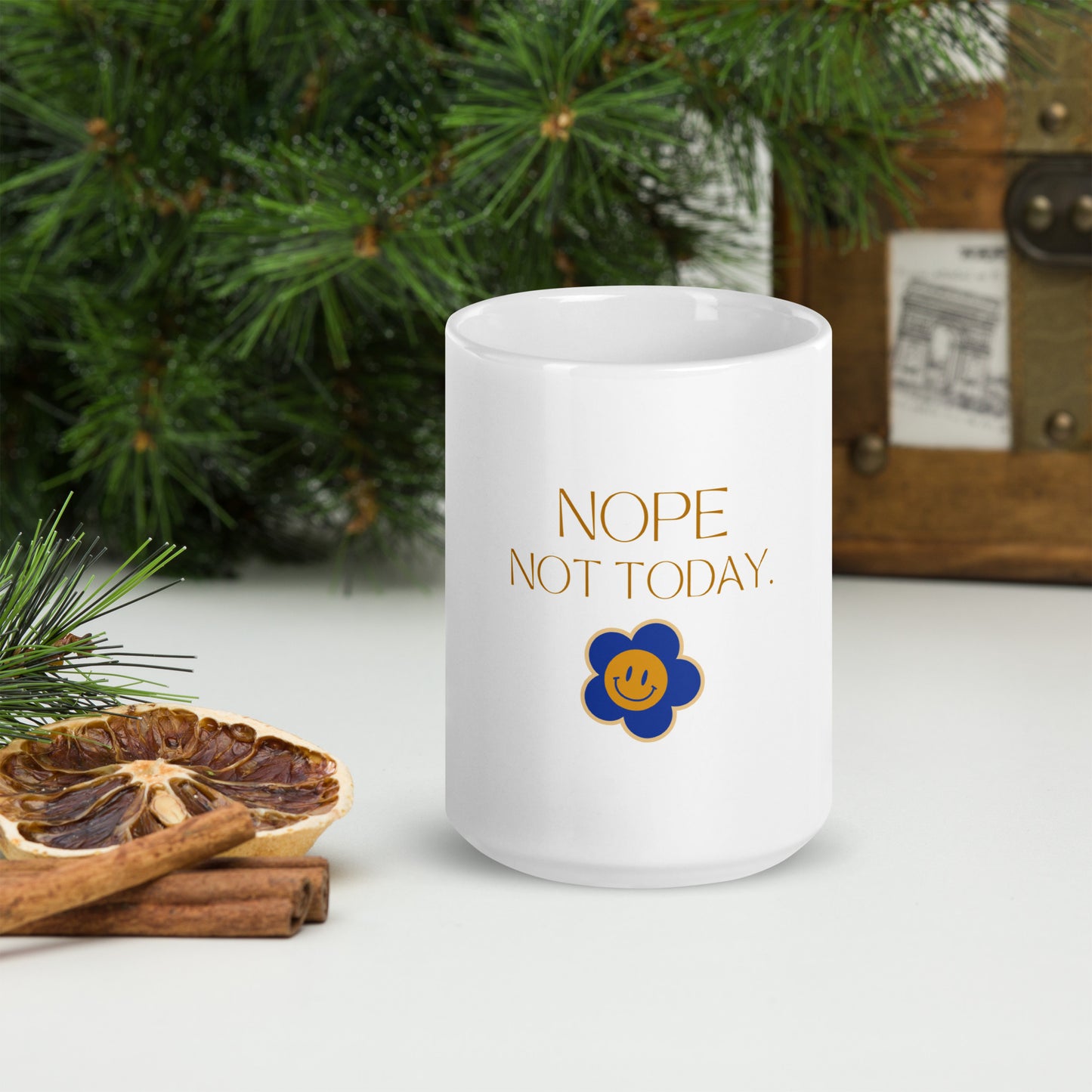 Nope not today White glossy mug