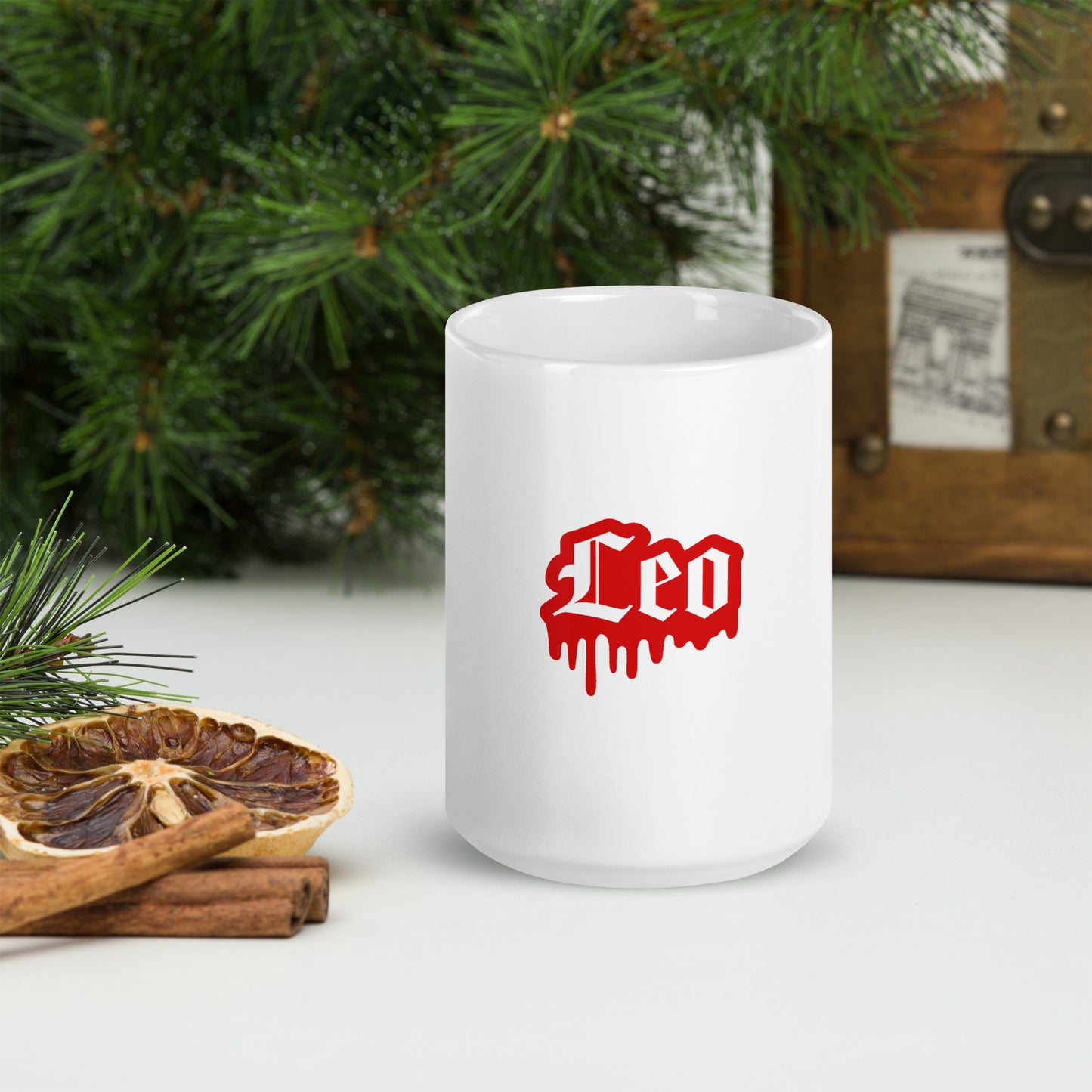 Leo White glossy mug