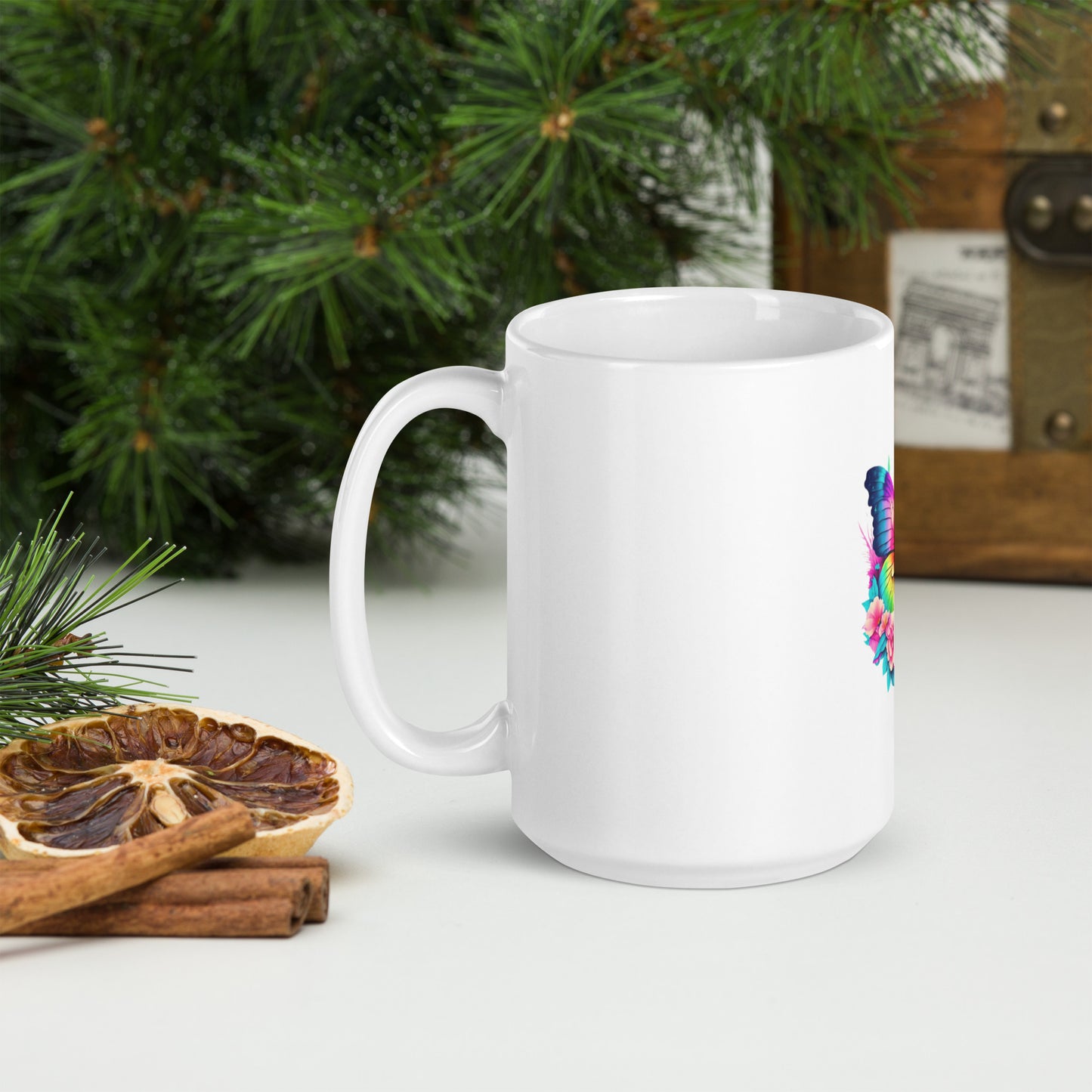 Butterfly White glossy mug