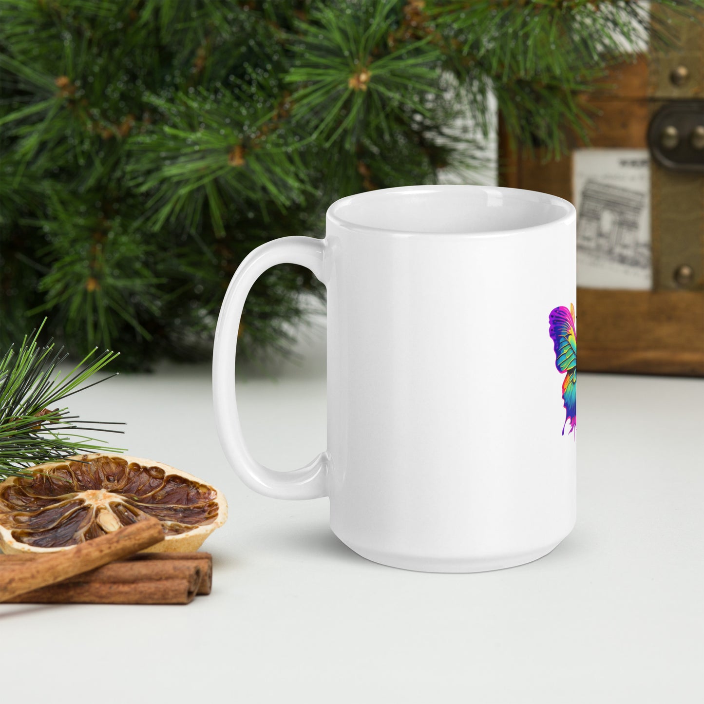 Butterfly White Glossy Mug