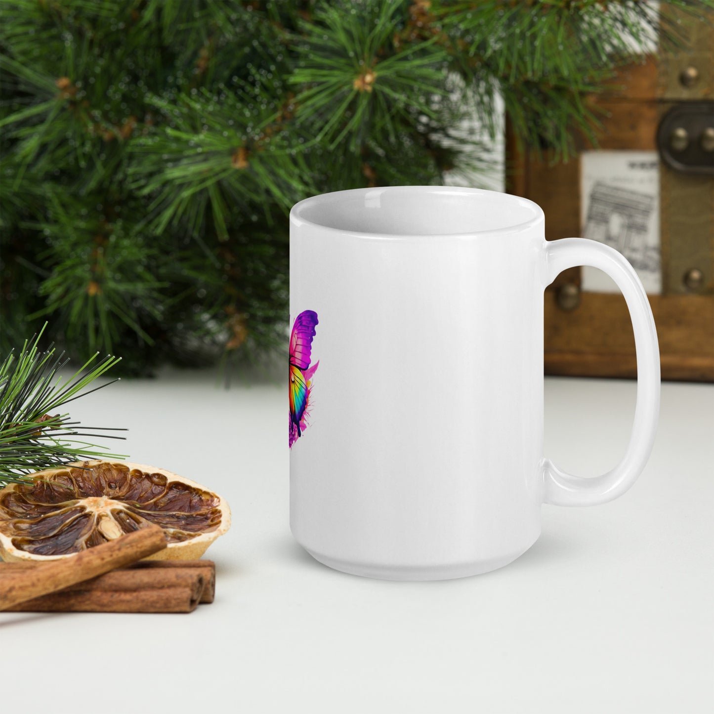 Butterfly White glossy mug