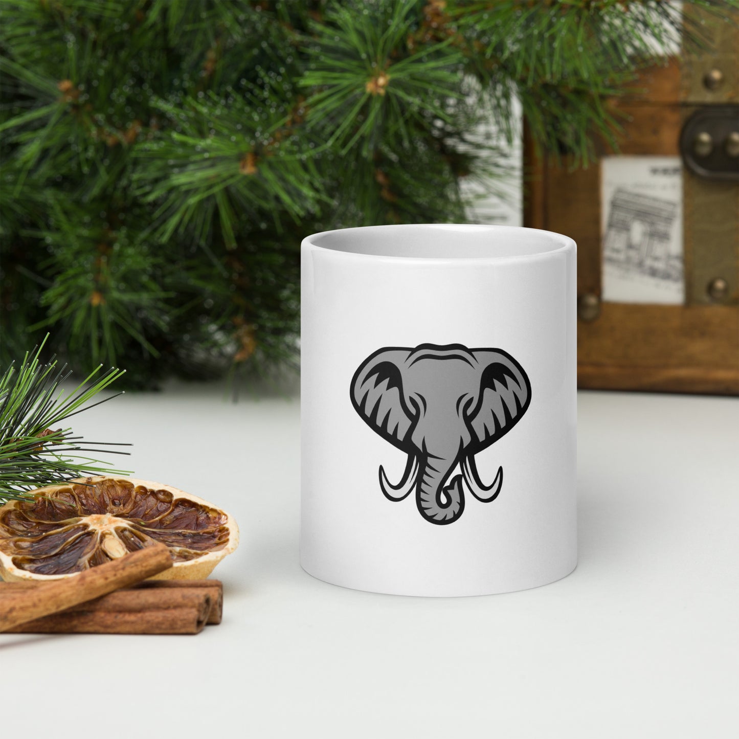 Elephant White glossy mug