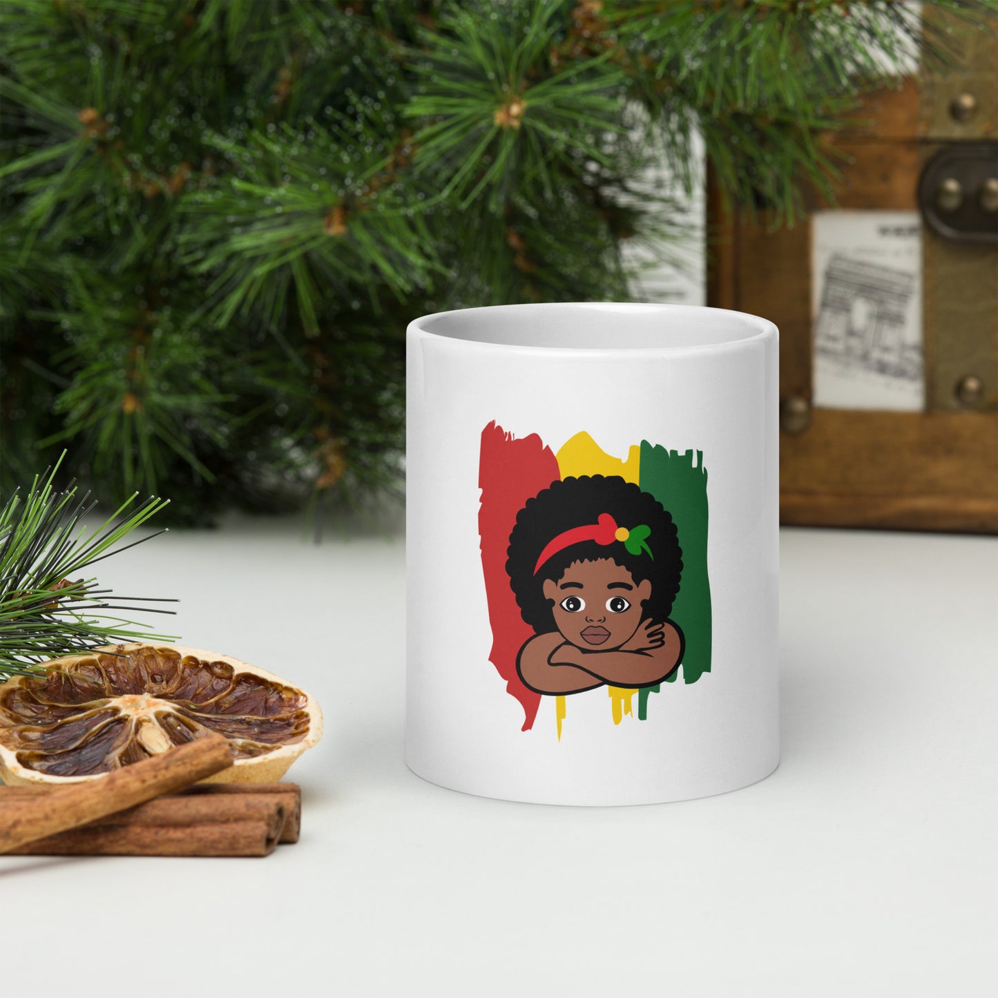 I am Black History White glossy mug